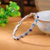 Yilu Plata S925 Plata Esterlina Chapado en Oro Lapislázuli Liluita Marea Nacional Esmalte Hoja de Bambú Cuentas Huecas Pulsera Pulsera Estilo Nacional