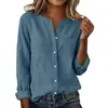 Camisa de Manga Larga Casual con Cuello Alto para Mujer Talla Grande de Algodón de Bambú para el Sitio Independiente de Amazon Europeo y Americano 2026