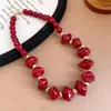 Collar de doble capa con cuentas acrílicas transfronterizo europeo y americano, cadena para la clavícula de lujo ligero de alta gama, joyería de estilo étnico vintage al por mayor