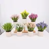 Plantas artificiais requintadas para comércio transfronteiriço, plantas verdes falsas para decoração interna e externa, lavanda em vaso de plástico, mini plantas em vaso