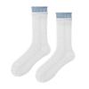 Meias de Algodão Puro Caneladas Duplas Color Block Meia-Panturrilha para Mulheres, Meias Zhuji, Verão Finas de Malha Respiráveis Versáteis Meias Femininas