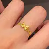 Anel Feminino Dourado Imitação com Laço de Renda Estilo Princesa Ballet Francês Anel de Dedo Indicador Anel Aberto Atacado