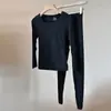 Popular Conjunto de Ropa Interior Térmica Ultradelgada para Mujer, Capa Base Sin Costuras, Parte Superior e Inferior Amigables con la Piel para Otoño e Invierno