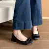 Sapatos Mary Jane cetim novo estilo sola grossa salto pequeno estilo Chanel saia laço sapatos de salto alto femininos leves com outono francês 2026