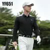 Pgm Roupa de Golfe Masculina Camiseta de Manga Longa Outono e Inverno Tops Esportivos Roupas Masculinas Camisas Polo Combinando Cores Versátil