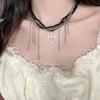 Colar Europeu e Americano Transfronteiriço com Franjas Cruzadas Y2K Menina Picante Cristal Beads Camadas Gargantilha Design de Nicho Acessório