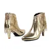 Botines de mujer estilo Martin transfronterizos con punta fina, suela de goma, cremallera lateral, botines versátiles de tacón alto, botas de mujer de talla grande para otoño e invierno