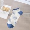 Calcetines azules para mujer, calcetines cortos finos de verano, calcetines bajos de malla transpirable, calcetines de oso de dibujos animados, calcetines náuticos de una generación
