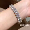 Pérolas em pares! Pulseira Redonda de Pérola com Zircônia e Contas Leve Luxo Sensação de Alto Padrão Pulseira Fashionável Nicho Temperamento Joia de Mão