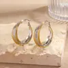 Pendientes Myya de Acero Inoxidable y Acero de Titanio Transfronterizos Europeos y Americanos Pendientes Geométricos Circulares de Combinación de Colores Joyería de Oreja Elegante y Simple