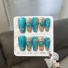 Sp-121 Verde Esmeralda Gato 10 Piezas Fototerapia Hechas a Mano Uñas Portátiles Buccellati Acabado de Lujo Arte de Uñas Piezas de Uñas Venta al por Mayor