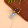 Chaveiro Pingente de Nó de Diamante Gradiente de Hortênsia Exquisito Tecido à Mão Anel de Fio de Algodão Céu Estrelado Pingente de Borla