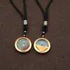 Colgante de moneda Shangui hecho de plata tibetana, colgante de moneda de cinabrio estilo chino vintage, accesorio de collar de hebilla de paz retro