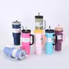 Vaso para Coche Nuevo Estilo Americano de 40oz con Asa, Vaso Aislado de Acero Inoxidable 304, Enfriador para Coche con Popote, Vaso para Hielo