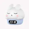 Lámpara de Conejo de Silicona Recargable por USB Cambio de Color RGB Luz Nocturna Compañero de Sueño Luz LED Colorida con Despertador Luz Táctil En Stock