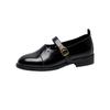 Zapatos de una sola capa para mujer otoño 2024 nuevos zapatos de piel pequeños retro estilo británico marrón tacón bajo zapatos Mary Jane zapatos de piel de vaca para mujer