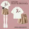 Conjunto de Camiseta Polo Casual de Verão e Shorts para Meninas Estilo 2026, Conjunto de Duas Peças Personalizado com Shorts de Manga Curta e Perna Larga