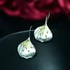 Brincos de Prata Esterlina S925, Artesanato Tailandês de Chiang Mai, Design Floral Longo, Brincos de Prata Pura para Mulheres, Brincos Elegantes de Prata Lisa