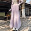 Saia Plissada de Chiffon para Mulheres Verão 2025 Nova Elástica Cintura Alta Modeladora Caimento Saia A-Line Bainha Larga Saia Longa