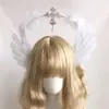 Lolita Aureola Virgen diadema espiga de trigo cruz pluma Iglesia Papa accesorios dorados para el cabello accesorios para fotos de pasarela