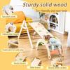 Estrutura de escalada triangular de madeira para bebês e crianças pequenas, brinquedo infantil, playground interno com cadeira de balanço em arco-íris, estrutura de escalada