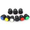 Interruptor de botón R13-507 interruptor sin enclavamiento de auto-reinicio 16MM redondo tipo tarjeta de dos patas interruptor de botón multicolor