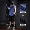 Conjunto Esportivo de Corrida Respirável de Secagem Rápida para Homem Verão Regata Sem Mangas de Seda Gelo Shorts Novo Conjunto Casual de Duas Peças