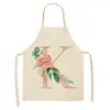 Delantal Rosa con Letras Estampado Digital Sin Mangas Lino Patrón Floral Hogar Cocina Cintura Anti-manchas Ropa de Trabajo