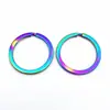 Anillo de Llavero Metálico Colorido Anillo Plano Deslumbrante Llavero de Siete Colores Colgante de Joyería DIY Llavero En Stock Al Por Mayor