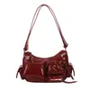 Bolso Axila Personalizado Estilo Coreano Estilo Motociclista para Mujer, Nuevo Primavera 2026 Textura Retro Versátil Bolso de Hombro y Cruzado