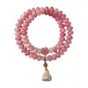 Pulsera de Semillas de Bodhi Rosa Cereza para Mujer, Cuentas Dobles Circulares de Semillas de Bodhi tipo Ábaco, Nuevas Cuentas de Oración de Mano Estilo Chino, Mayoreo