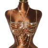 Cadena corporal de cuentas coloridas para mujer de estilo INS europeo y americano YYF, bralette sexy y elegante con cadena de cuentas vibrante en el pecho y chaleco