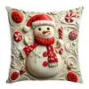 Funda de Cojín Estilo Navideño Transfronterizo con Patrones de Reno y Muñeco de Nieve de Dibujos Animados para Hogar, Dormitorio, Sala de Estar, Funda de Almohada Decorativa para Sofá