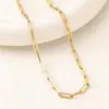Conjunto de Joias Colar e Pulseira Corrente de Clipe de Papel Banhado a Ouro 18K de Aço Inoxidável Simples e Versátil Estilo Europeu e Americano para Mulheres