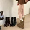 Botines Maillard Cuadrados de Suela Gruesa para Mujer, Nuevo Modelo Otoño 2026, Aumento Interno de Altura, Suela Suave, Efecto Adelgazante con Faldas, Botines