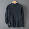 Suéter de Lana Pura Nuevo Otoño/Invierno Baicai Rong para Hombre Suéter de Cuello Alto Simple Casual de Negocios Capa Base de Punto para el Trabajo