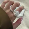 Anillos de Fuegos Artificiales Dulces y Frescos Apilables para Mujeres, Anillos Abiertos Geométricos de Doble Capa de Estrella de Onda Cepillada, Anillos de Dedo Índice de Estilo Ins de Moda