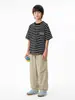 Ropa Infantil Dk 26 Verano Estilo Japonés Retro Camiseta Rayada de Manga Corta para Niñas y Niños, Top Casual de Moda para Niños y Niños Mayores