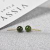 Brincos de Pérolas Redondas de Jaspe Russo Natural Verde Espinafre com Argola de Prata S925 Cuidado com a Orelha Pequenos Brincos Femininos Estilo Chanel