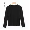 Moda Primavera/Verano 2026 Camiseta de Manga Larga para Mujer Verano Cuello en V Capa Base Top de Lyocell Tencel