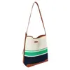 2026 Novo Modelo Bolsa de Ombro Feminina com Logo Personalizado, Bolsa Saco com Lona Pu e Tecido Tricô, Bolsa Transversal para Mulheres