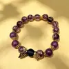 Pulsera de cenicero de incienso de porcelana y cristal con pan de oro, pulsera morada de moda con corazón de caramelo