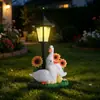 Família Pato Girassol Transfronteiriça Luz Solar Externa Decorações Decorativas de Jardim Pátio Artesanato de Resina para Jardinagem