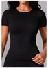 Camiseta Deportiva de Manga Corta de Color Sólido de Doble Cara Cepillada Ajustada Yize Transfronteriza para Deporte Running Fitness Yoga Top Mujer