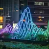 Grande Área de Paisagismo ao Ar Livre, Praça de Parque, Cenário Pitoresco, Linhas Coloridas, Luminárias Artísticas Criativas