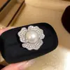 Anillo Abierto de Flor de Perla de Circonita, Anillo de Dedo Índice con Diseño de Nicho, Joyería de Mano Simple y de Moda para Mujeres