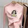 Capa interior cálida para otoño e invierno, camiseta básica de cuello alto a media altura de forro polar por ambos lados para niñas, top de manga larga moderno y elegante para niñas pequeñas