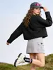 Primavera Exterior Holgado Casual Deportivo Adelgazante Estilo Corto Reductor de Edad Cuello Redondo Versátil Casual Top Chaqueta Cortavientos Mangas Largas