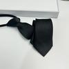 Corbata de hombre coreana azul zafiro color sólido perezosa 5CM versión estrecha monocromática cremallera estampado a mano alzada
