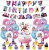 Grupo Bruja Cazadora Kpop Tema Fiesta de Cumpleaños Suministros de Decoración Bandera Bandera para Pastel Globo Tela de Fondo